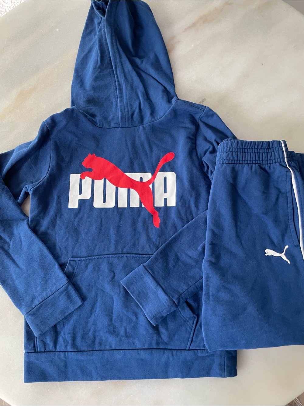 Puma Blue Sweatshirt with Red Puma Logo and White Lettering